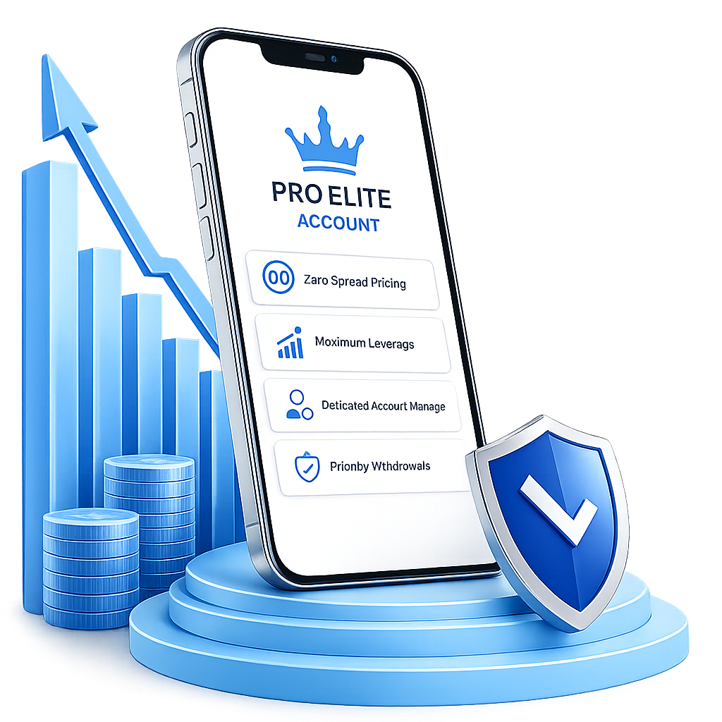 Pro Elite account — zero-spread pricing, maximum leverage, and dedicated account manager